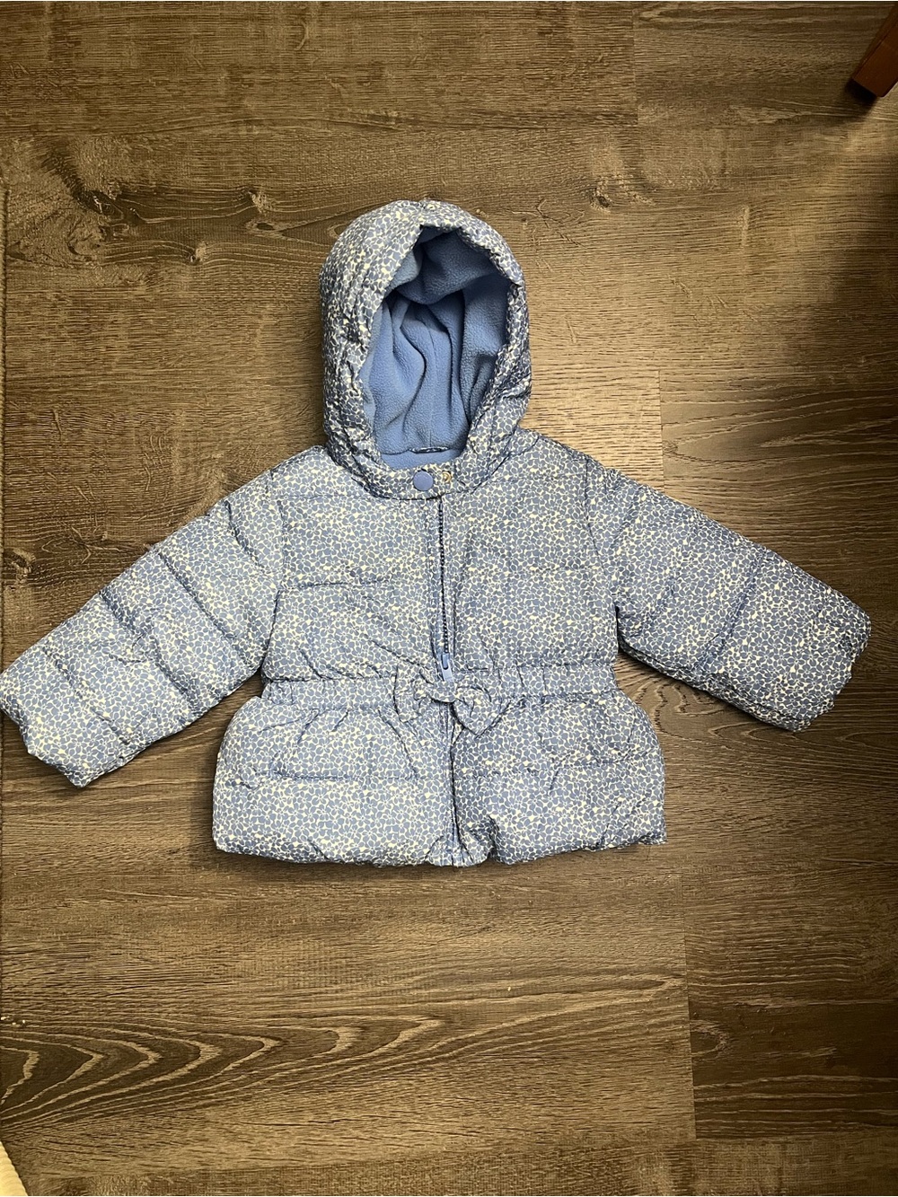 GAP Blue Floral Hooded Baby Puffer